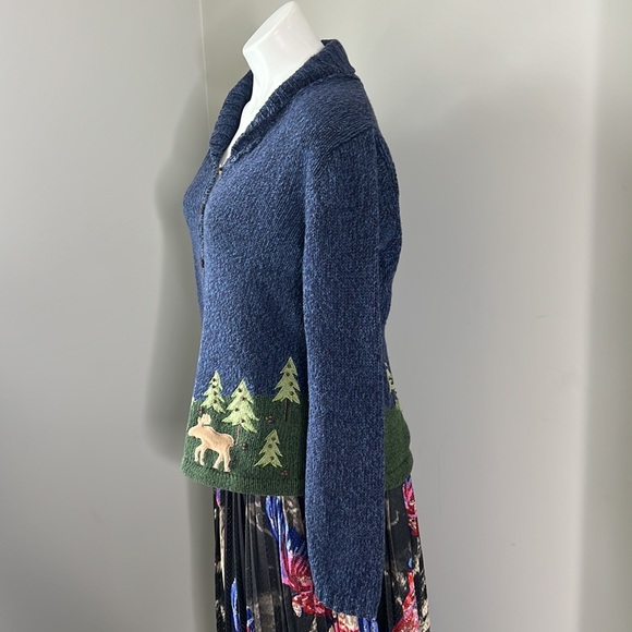 Vintage Timber Lea Moose Embellished Ramie/Cotton Cardigan Medium - Picture 4 of 6